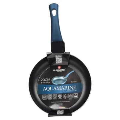 Image of BLAUMANN Cookware Frying Grill Pots Pan Saucepan Casserole Soft Touch Handle Lid (Aquamarine, 20x4cm 0.9L)