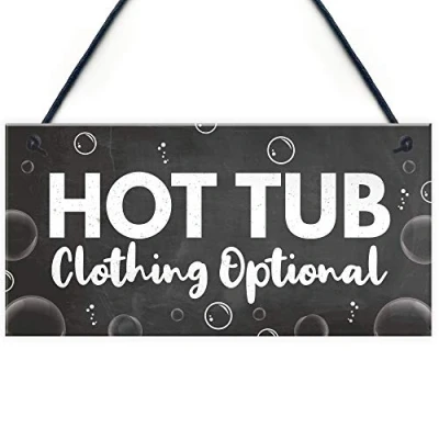 Image of RED OCEAN Garden Hot Tub Signs Funny Rules Sign Plaque Summer House Keepsake