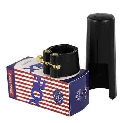 Image of Genuine Leather Ligature and Plastic Cap for Tenor Saxophone Sax