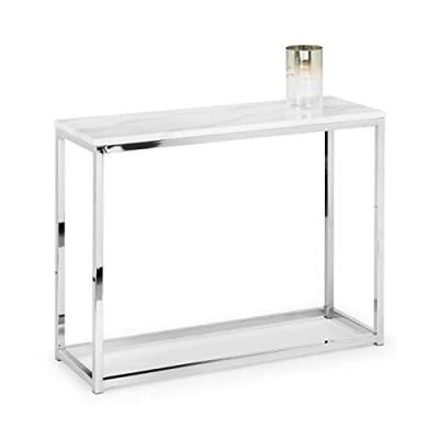 Image of Julian Bowen Scala Console Table, Mdf &amp; Metal, White Marble Chrome, Height: 76, Width: 100, Depth: 35cm