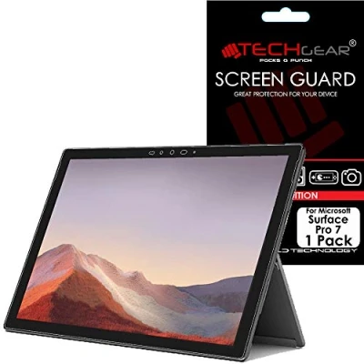 Image of TECHGEAR Screen Protector for Microsoft Surface Pro 7 (12.3 Inch screen) Ultra Clear Guard Cover With Cleaning Cloth &amp; Application Card