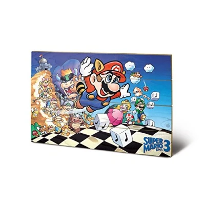 Image of Pyramid International Super Mario Bros. 3 Art Wood Print 40 x 59cm, Multi Colour, 59 1.3 cm