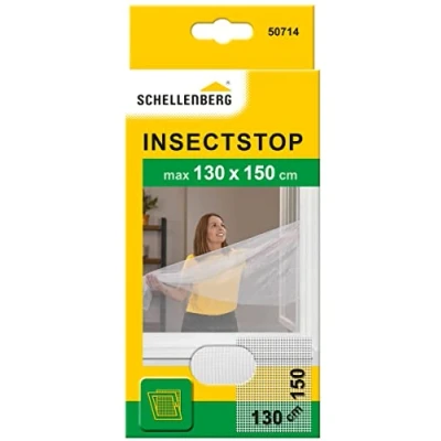 Image of Schellenberg 50714 Fliegengitter für Fenster Insektenschutz und Mückenschutz INKL. Klebestreifen, ohne Bohren, 130 x 150 cm, Weiß