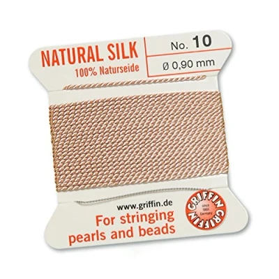 Image of Light Pink Size 10 Silk, 0.9mm Dia 2M Card with built in needle