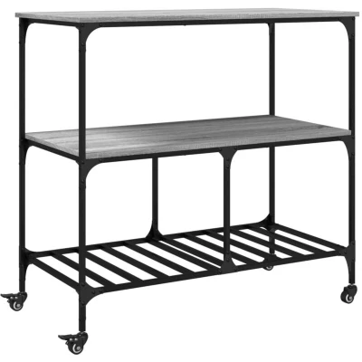 Image of vidaXL Kitchen Trolley Grey Sonoma 100x50x95 cm Engineered Wood