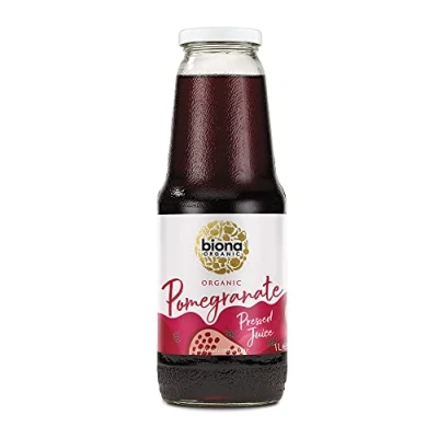 Image of Biona Organic Pomegranate Juice 1L, Pack of 6 Pure, Pressed Fruit Freshly Harvested by Farmers Vegan Drinks