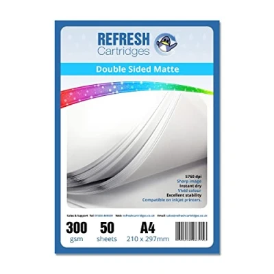 Image of Refresh Cartridges Duo Matte Coated A4 Professional very thick Inkjet Photo Paper/Card 300gsm 50 Sheets