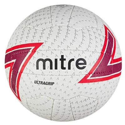 Image of Mitre Ultragrip Netball All Conditions Ball Popular Style Durable Design, White/Chilli/Scarlet/Black, 4