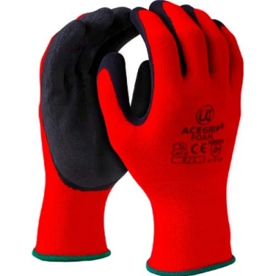 Image of 10 x UCI AceGrip Lite Work Grip Gloves Hand Protection Latex Palm Red/Black (9/Large)