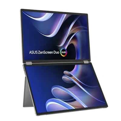 Image of ASUS ZenScreen Duo OLED MQ149CD 360 Foldable Portable Monitors Dual 14 inch, 16:10, 1920x1200 FHD, panels. DisplayHDR™ 400 True Black, 100% DCI P3, Delta
