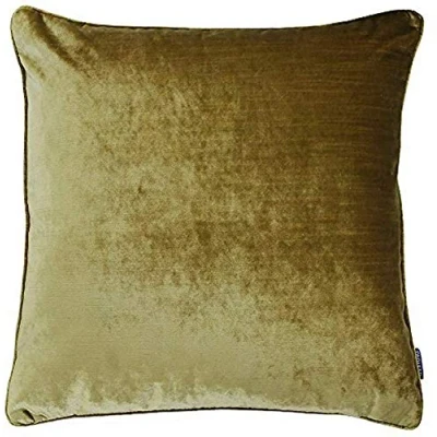 Image of Paoletti Luxe Velvet Piped Feather Filled Cushion Gold One Size