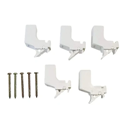 Image of Drape Curtain Track Brackets Extra Super Standard Rail Supports W1793 White with Screws for Windows Shower Pack of 5.