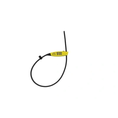 Image of Squire Bike Locks STRAPLOK™ Combi 10 Ultra Lightweight Multi Functional Zip Tie Style Café Lock with 10mm Stainless Steel Core, 450mm Length, 3 Wheel Recodable Combination Yellow