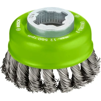 Image of Bosch Accessories Professional Knotted Cup Brush (for Inox, X LOCK, Rust Diameter 75 mm, Wire Thickness 0.5 for 125 mm)