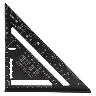 Image of Speed Square, Black Carpenter Square 7 Inch Metric Aluminum Alloy Oxidation Roofing Triangle Angle Protractor Tool(Metric)