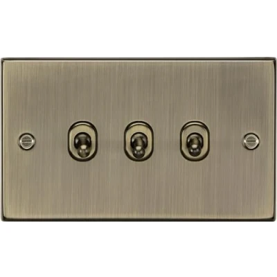 Image of KnightsBridge 10AX 3G 2 Way Toggle Switch Square Edge Antique Brass