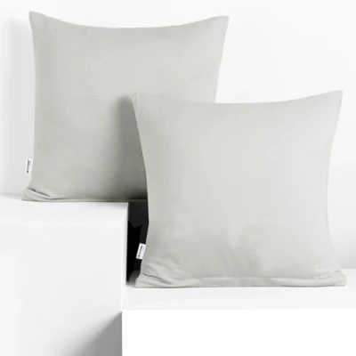 Image of DecoKing 2 x Pillowcases 80 cm Jersey Cotton Zip Silver Amber