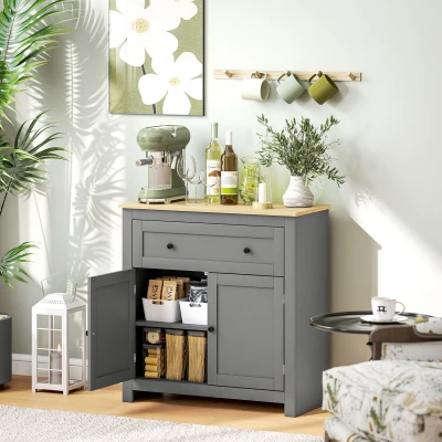 Image of Sideboard Storage Cabinet with Adjustable Shelf, Drawer, Grey Homcom