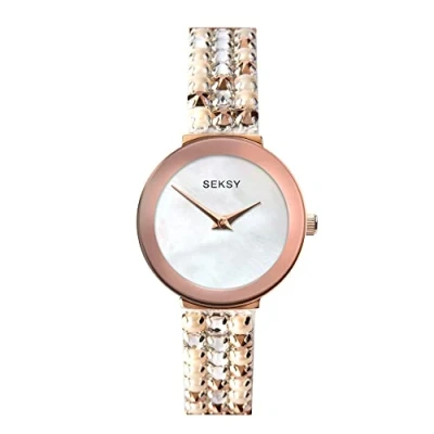 Image of Sekonda Seksy Classic Quartz Mother of Pearl Dial Rose Gold IP Brass Bracelet Ladies Watch 2950