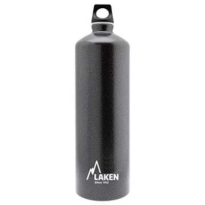 Image of LAKEN Futura Water Bottle with Narrow Mouth, Single Wall Lightweight Aluminum BPA Free, Leak Proof Screw Cap, 1.5 Litre, Granite