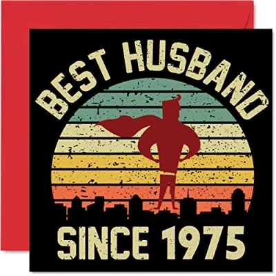Image of 49th Anniversary Card for Husband from Wife Best Since 1975 I Love You Gifts, Happy Wedding Cards Partner, 145mm x Greeting Forty Ninth Anniversaries