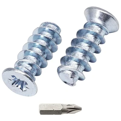 Image of SKIR&#039;CO (50 pcs) Zinc Plated Euro Screws 6.3 x 16 mm, Drawer Runner Screws, Flat Countersunk Head, Hinge