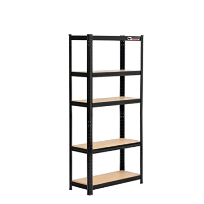 Image of Rhino Racking 5 Tier Heavy Duty Industrial Storage Shelves Black 150x75x30cm