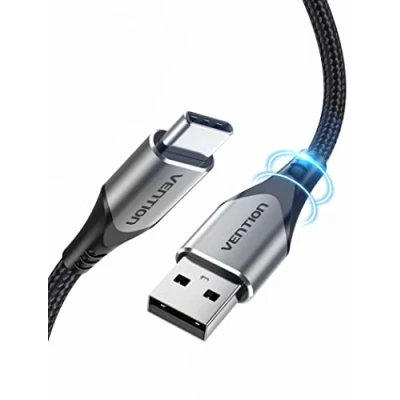 Image of VENTION Long USB C Charger Cable 3M 60W, Nylon Braided Fast Charging Compatible with PS5 Controller, Xbox Kindle Paperwhite Fire Tablets, iPhone 16/15, Google Pixel 9/8/7
