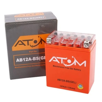 Image of YB12A A Atom Gel Motorcycle Battery Factory Sealed 12V 12Ah