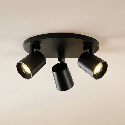 Image of Arcchio Iavo 3 Round Ceiling Lamp Black