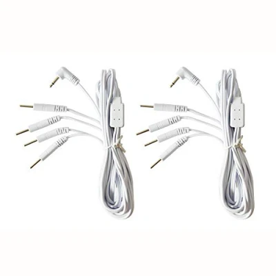 Image of KONMED 1 Pair Tens Electrode Lead Wires Jack 3.5mm Plug 2.0mm Pin Connection