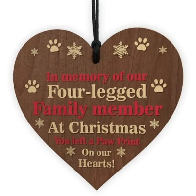 Image of Red Ocean Pet Memorial Christmas Tree Decoration Bauble, In Loving Memory, Dog Cat Plaques, Wooden Hanging Bauble Gifts
