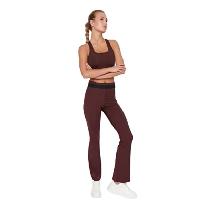 Image of Trendyol Women&#039;s Woman Sportswear Normal Waist Straight Sweatpants, Brown, S UK