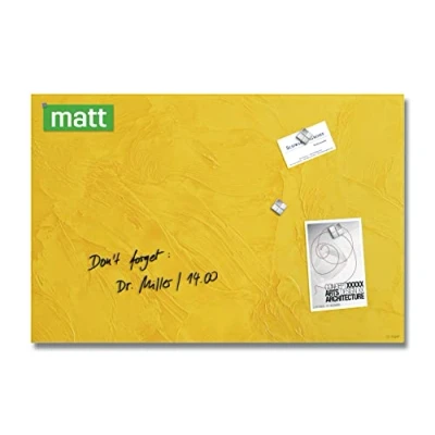 Image of SIGEL GL393 Premium Glass magnetic Board, matt surface, 60 x 40 cm, easy mounting, Yellow Artverum