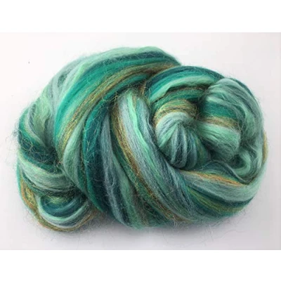 Image of Shimmer Turquoise Merino Wool/Silk/Trilobal Mix for Needle Felting, Wet Felting &amp; Spinning