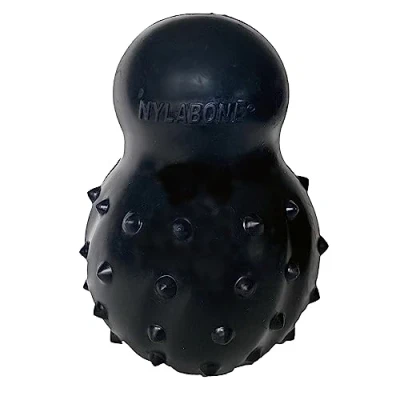 Image of Nylabone Max Strength Rubber Cone Dental Dog Chew Toy, Beef Flavour, Stuff with Treats, Medium, for dogs up to 16kg
