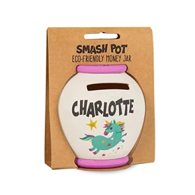 Image of History &amp; Heraldry Personalised Bamboo Smash Pot Money box (Charlotte)