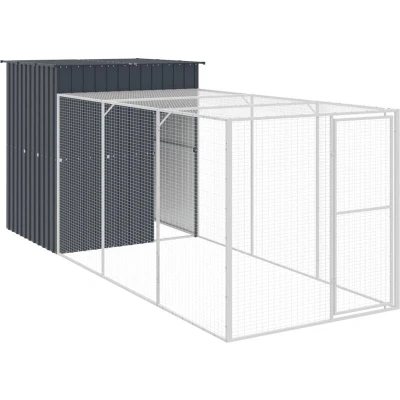Image of vidaXL Chicken Cage with Run Anthracite 165x455x181 cm Galvanised Steel