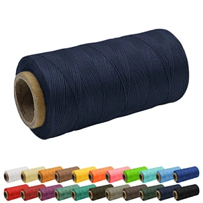 Image of Uiopa 1mm Waxed Thread, 260m 150D Flat Leather Sewing Hand Stitching Thread Cord for Craft, Bookbinding, Shoes Repairing, Dark Blue