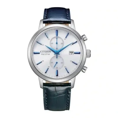Image of Citizen Men Chronograph Eco Drive Watch with Leather Strap CA7069 16A