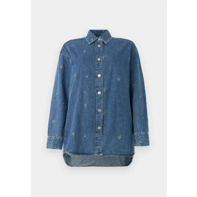 Image of Pepe Jeans Blossom Buttondown blouse, Women&#039;s, Size: Medium, Blue denim
