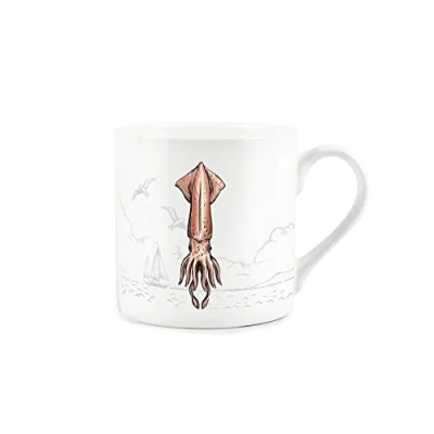 Image of Purely Home Coastal Animals Squid Seaside Themed Mug Fine Bone China White Coffee/Tea Present Gift