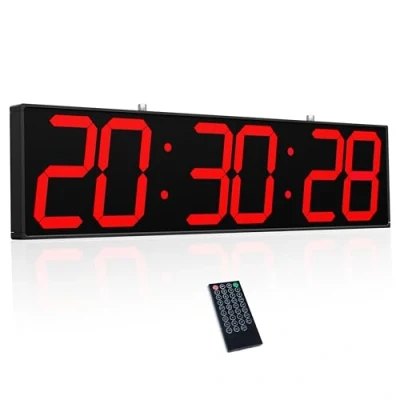 Image of CHKOSDA 27.6in Double Side Digital Wall Clock, Multifunctional Led Clock with Timer, Temperature and Date Display, Large Hanging for Corridors, Hospitals (Red)