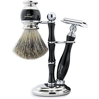 Image of Haryali London 5 Pcs Shaving Set Double Edge Safety Razor Badger Brush Soap Bowl Stand All Comes in Designer Box