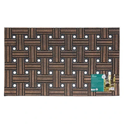 Image of JVL 01 982SQ Sienna Geometric Weave Square Design Heavy Duty Door Mat, Rubber, 45 x 75 cm
