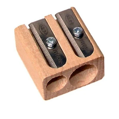 Image of Kum 107.02.01 Wood 2 Hole Steel Blade Pencil Sharpener, Colors Vary