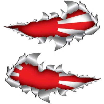 Image of small size Japanese Flag Metal Rip Open Sticker