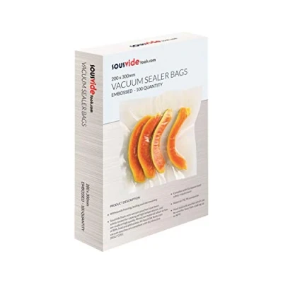 Image of SousVideTools Vacuum Sealer Bags Pack of 100 20cm x 30cm Embossed Food Storage Sous Vide Cooking, Freezing &amp; Microwaving [SVT 06003]