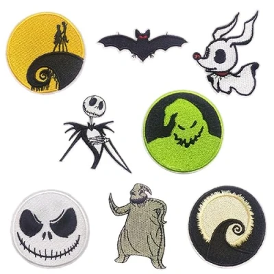 Image of LYSPJEWY 8Pcs Halloween Nightmare Christmas Embroidered Patches Sew on/Iron on Applique Repair Patch DIY Craft Accessories for Clothing Jackets Jeans