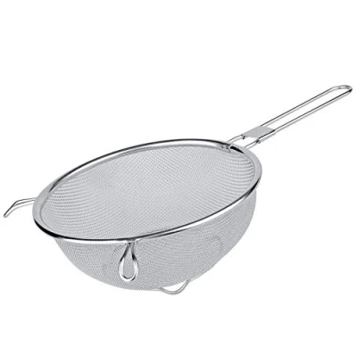 Image of Space Home Food Strainer &amp; Sieve Colander Metal Kitchen with Silicone Handle Perforated Stainless Steel Colander/Strainer 22 cm